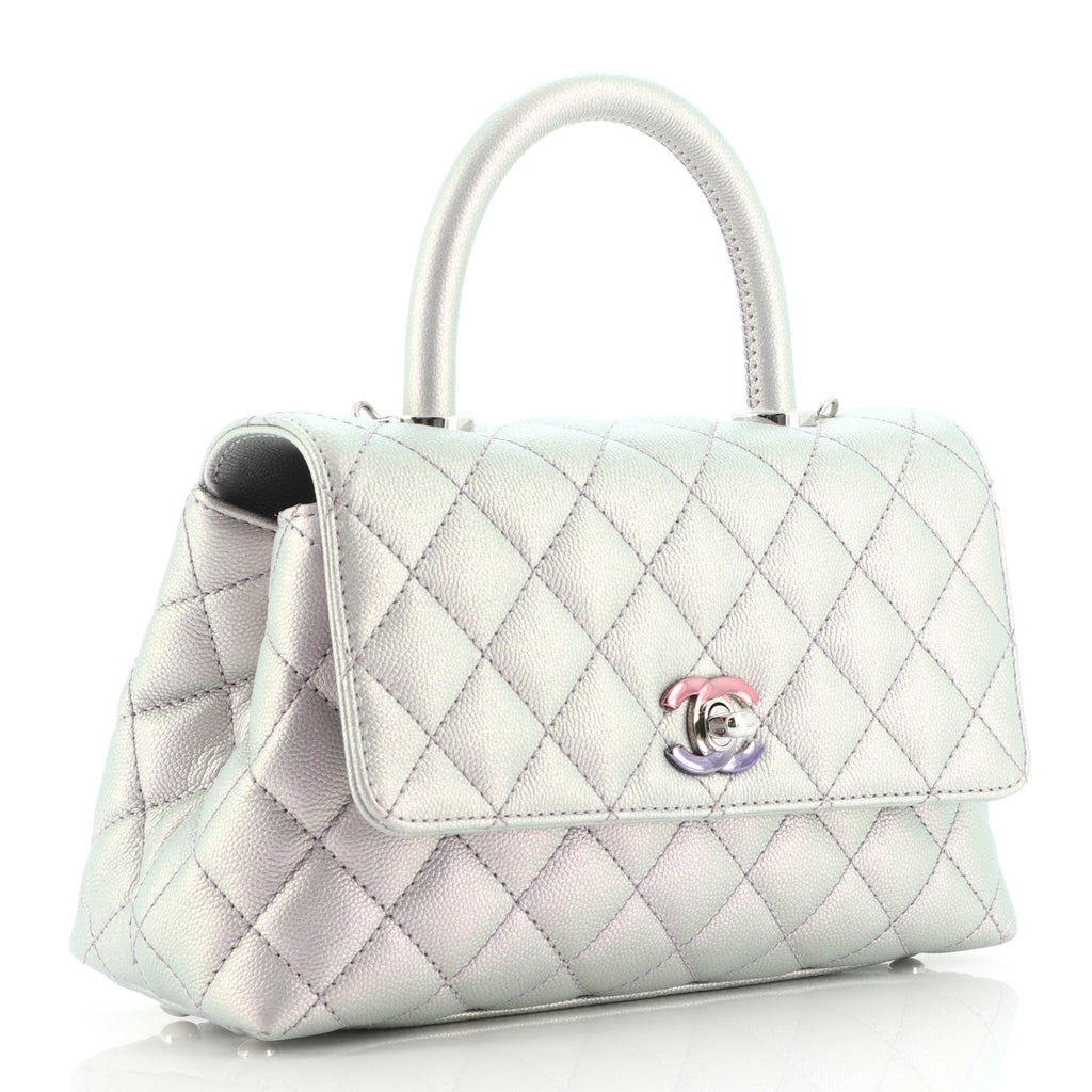 Coco Top Handle Bag Quilted Iridescent Caviar with Gradient Hardware Mini