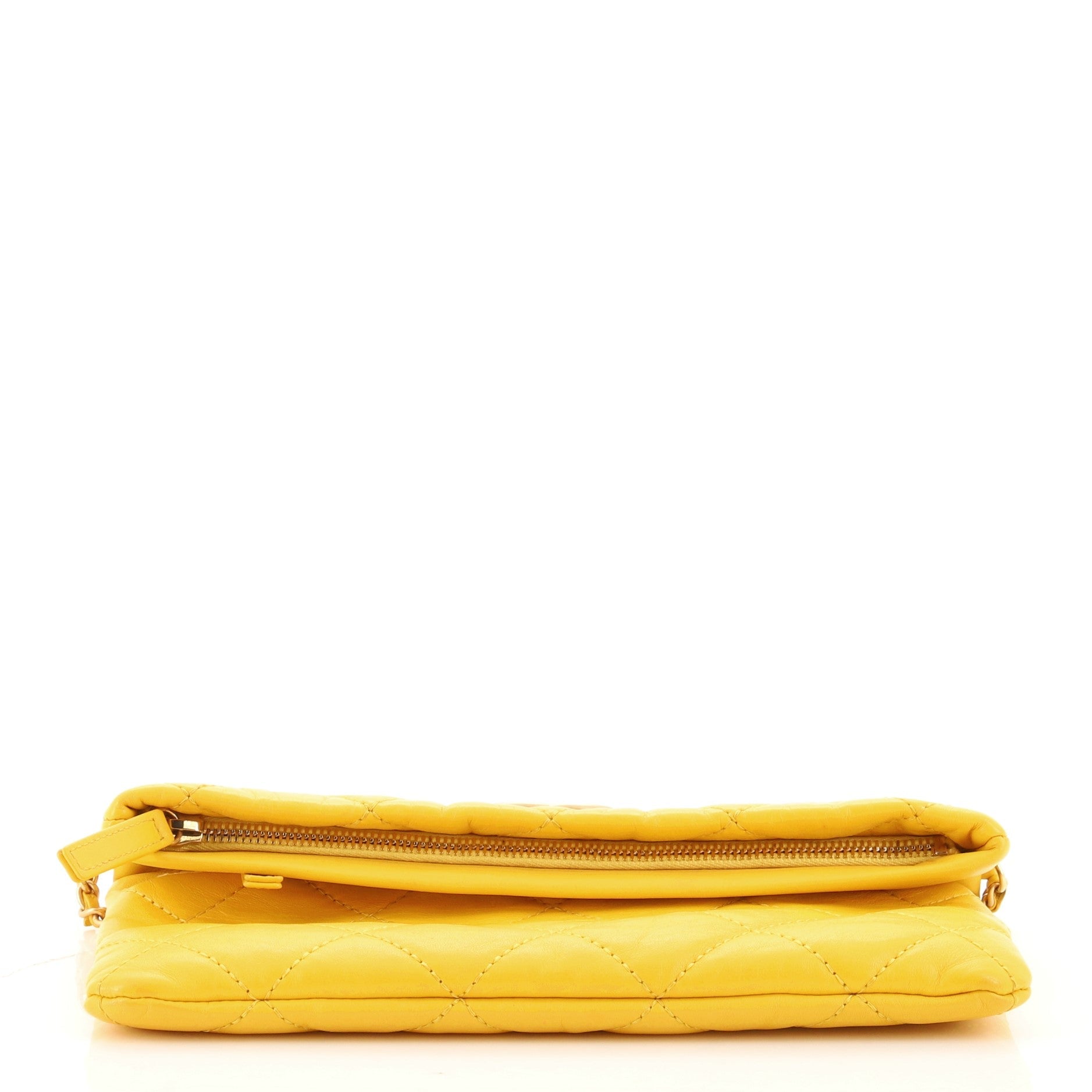 Fold Over Chain Clutch Quilted Calfskin Small