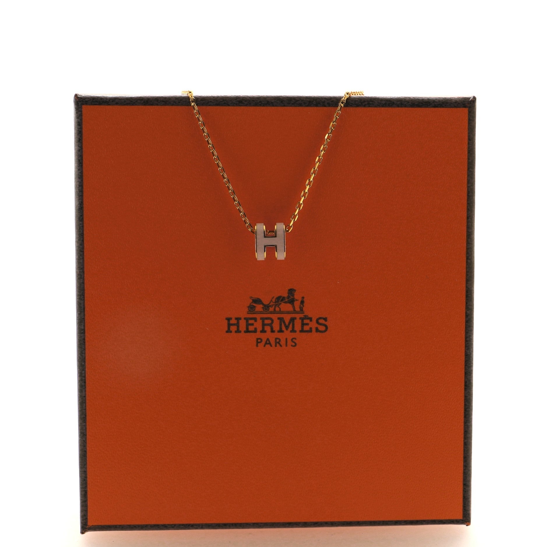 Pop H Pendant Chain Necklace Metal and Enamel Mini