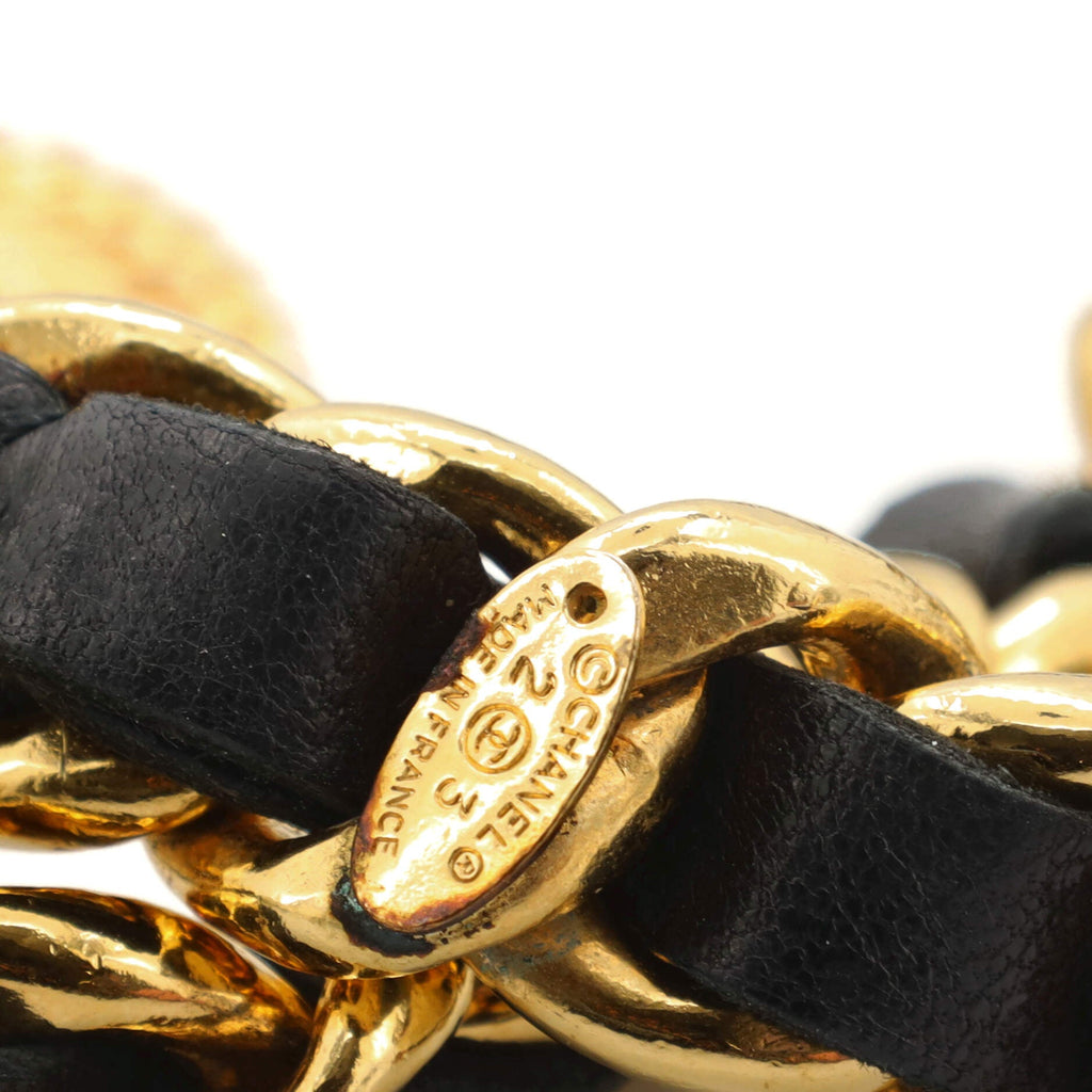 Vintage Medallion Chain Belt Metal and Leather 95