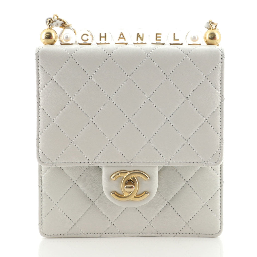 Chic Pearls Flap Bag Quilted Goatskin with Acrylic Beads Mini