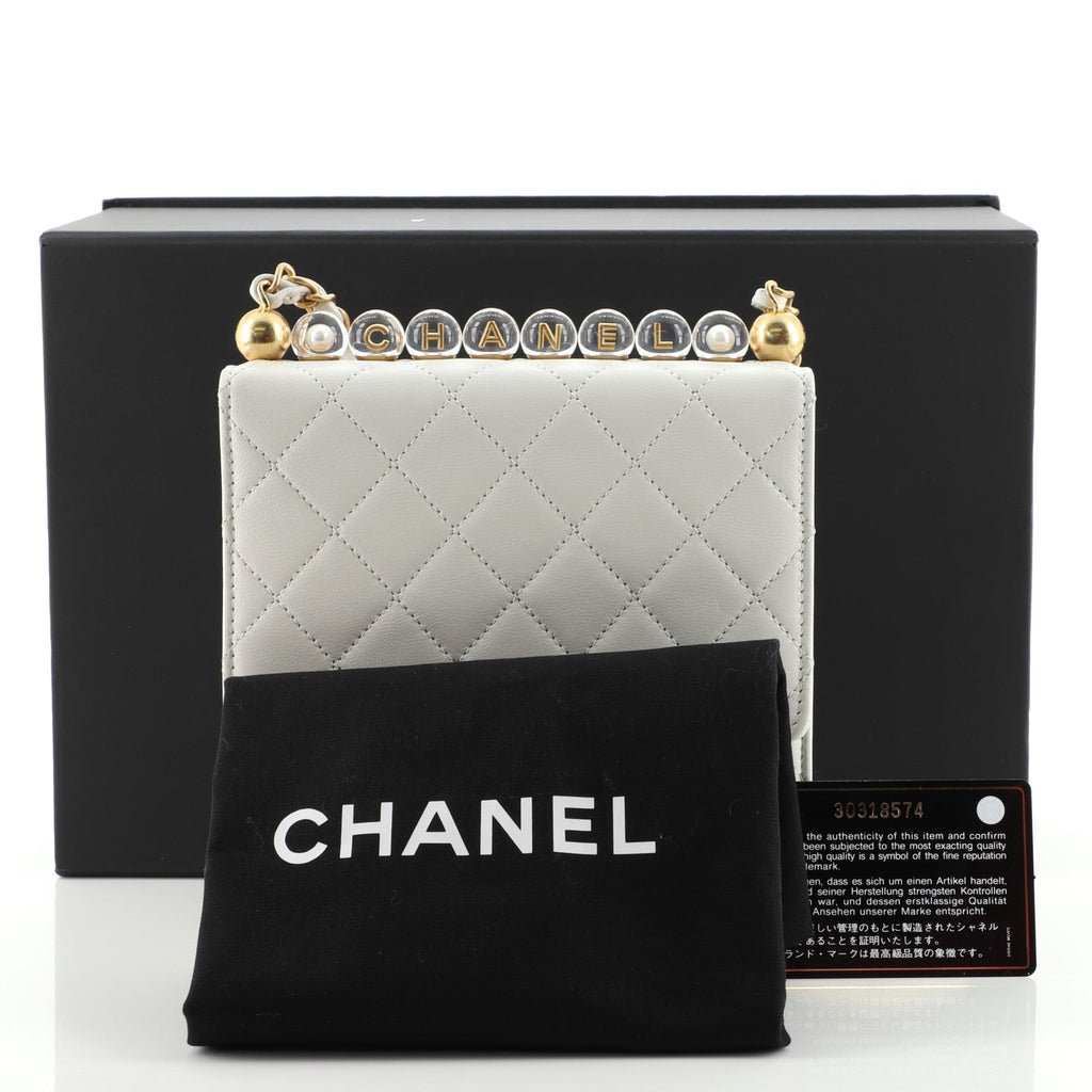 Chic Pearls Flap Bag Quilted Goatskin with Acrylic Beads Mini