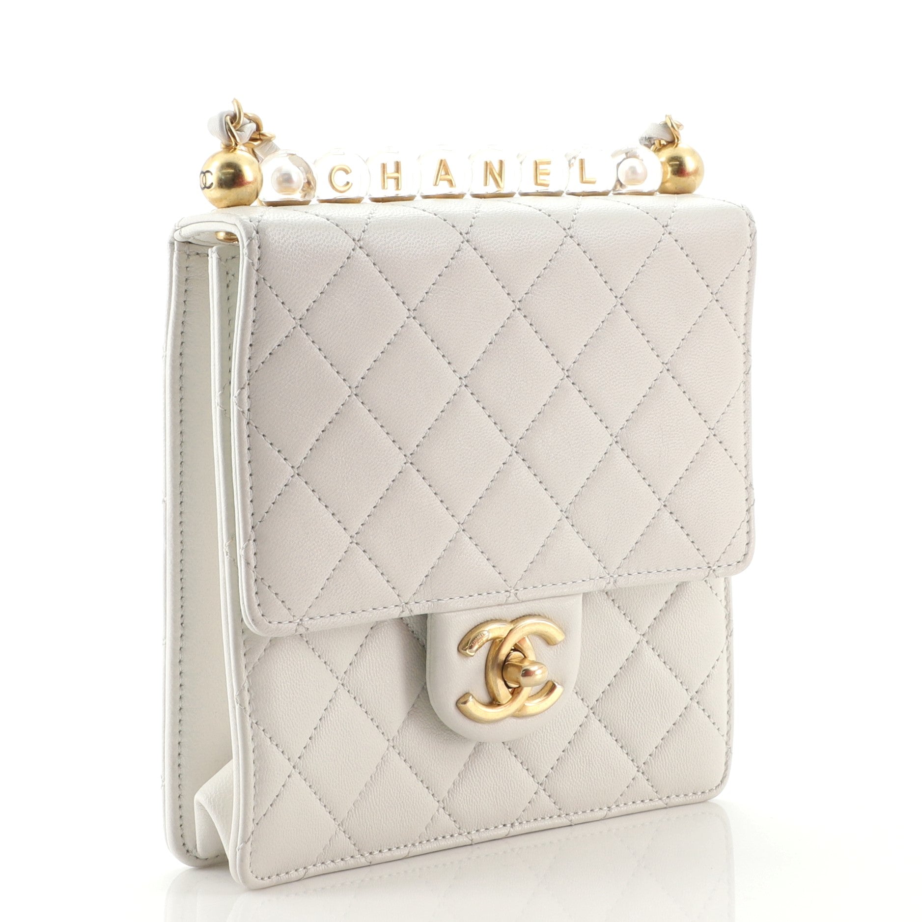 Chic Pearls Flap Bag Quilted Goatskin with Acrylic Beads Mini