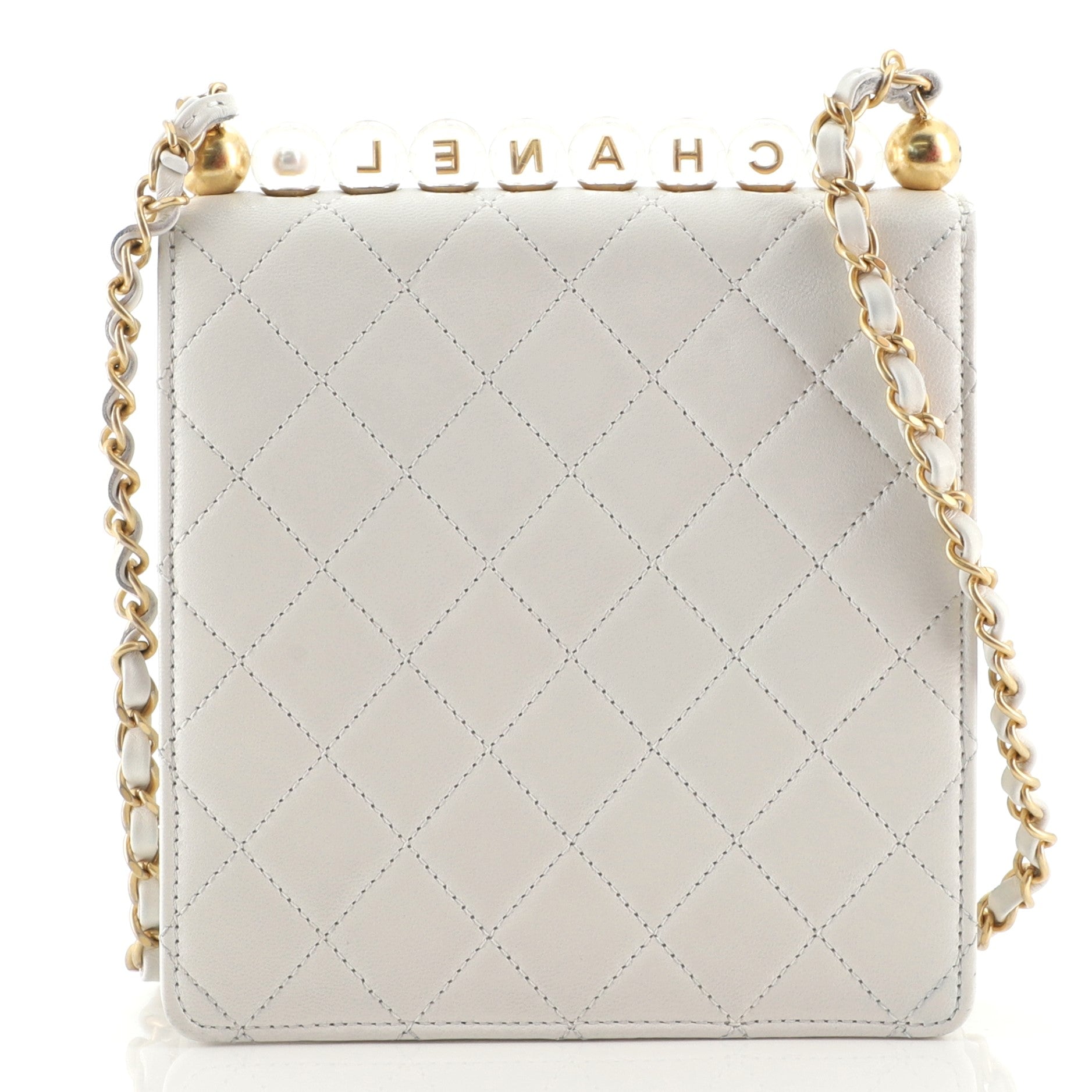 Chic Pearls Flap Bag Quilted Goatskin with Acrylic Beads Mini