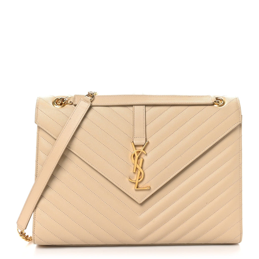 Grain De Poudre Matelasse Chevron Large Monogram Satchel Nude Powder