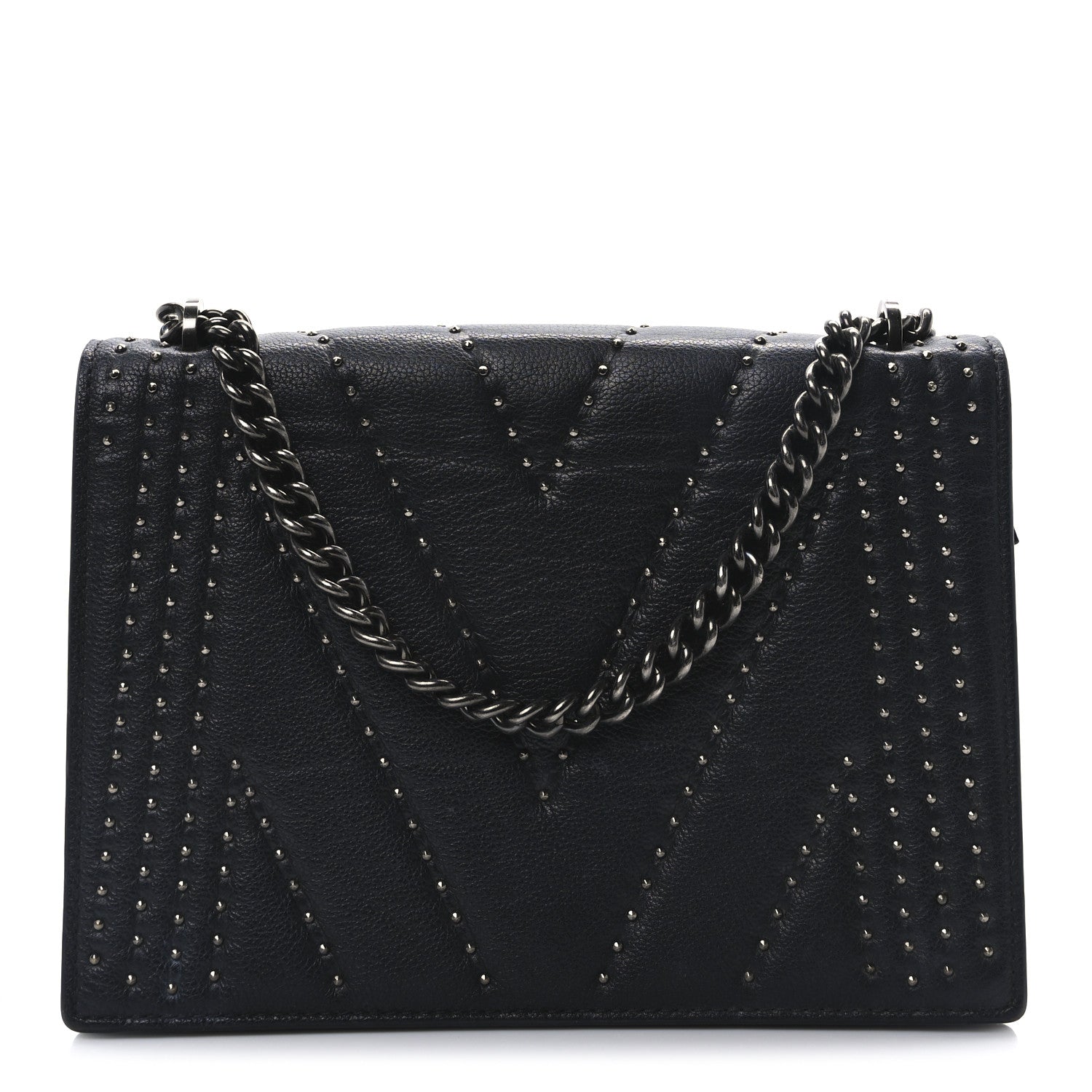 Calfskin Stud Disco Flap Crossbody Bag Black