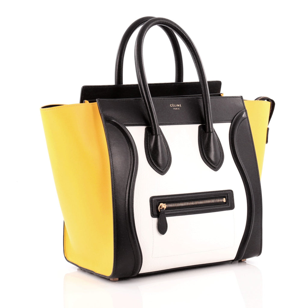 Tricolor Luggage Handbag Leather Mini