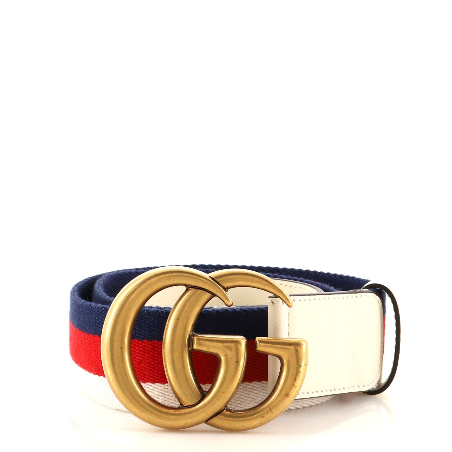 GG Marmont Web Belt Canvas and Leather Wide 80