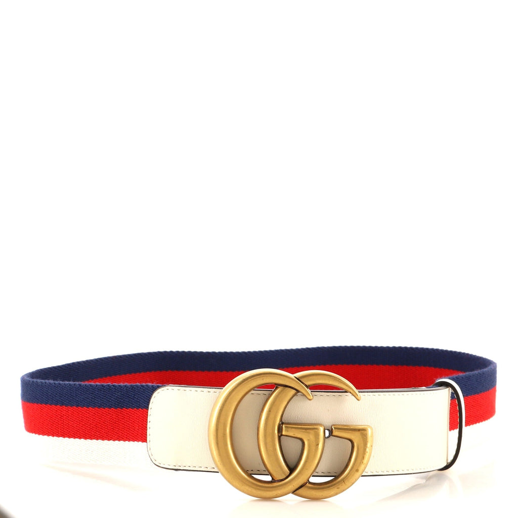 GG Marmont Web Belt Canvas and Leather Wide 80
