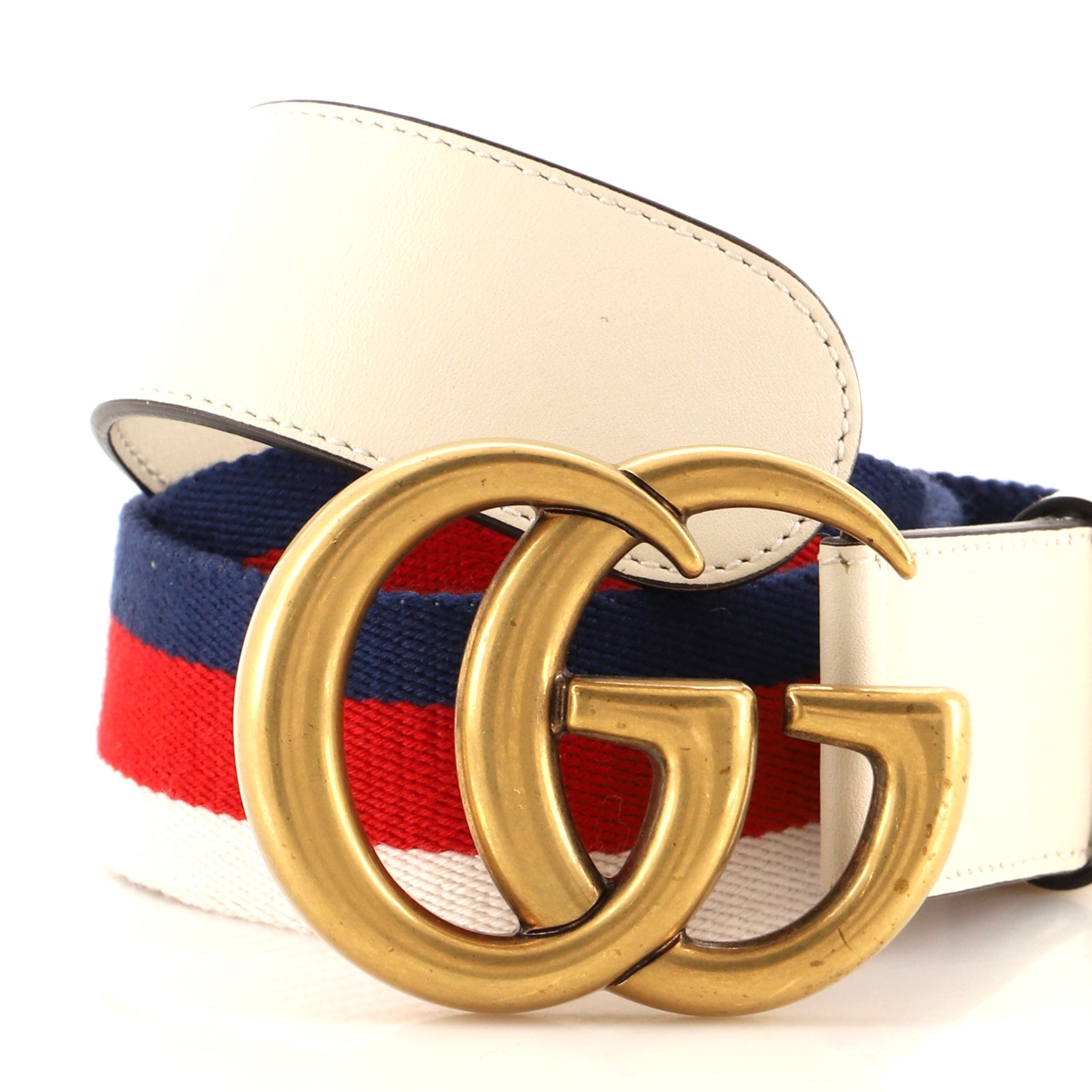 GG Marmont Web Belt Canvas and Leather Wide 80