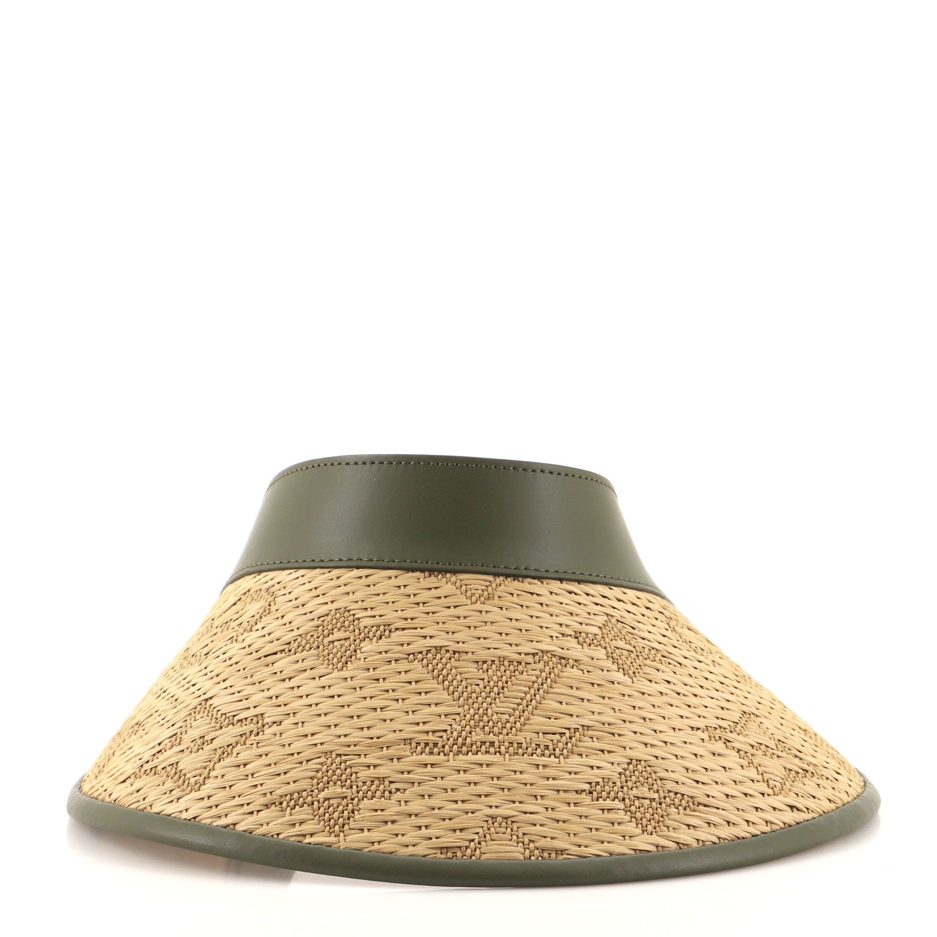 Strawgram Visor Monogram Raffia with Leather XXL