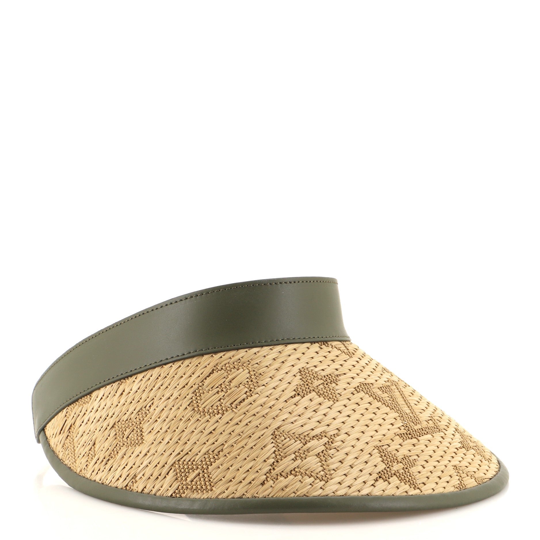 Strawgram Visor Monogram Raffia with Leather XXL