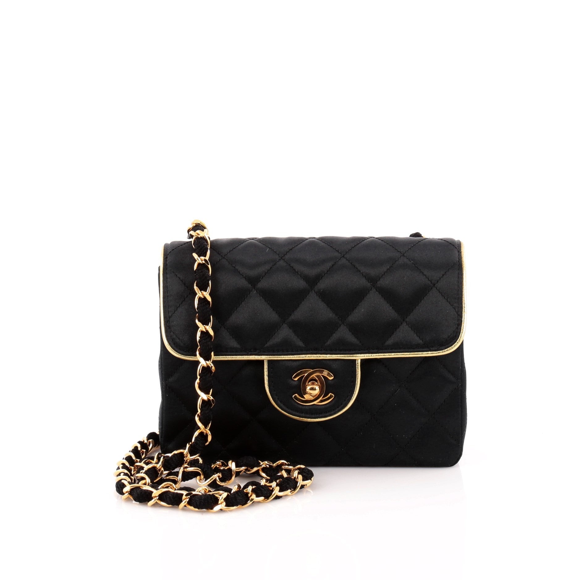 Vintage Square Classic Single Flap Bag Quilted Satin Mini