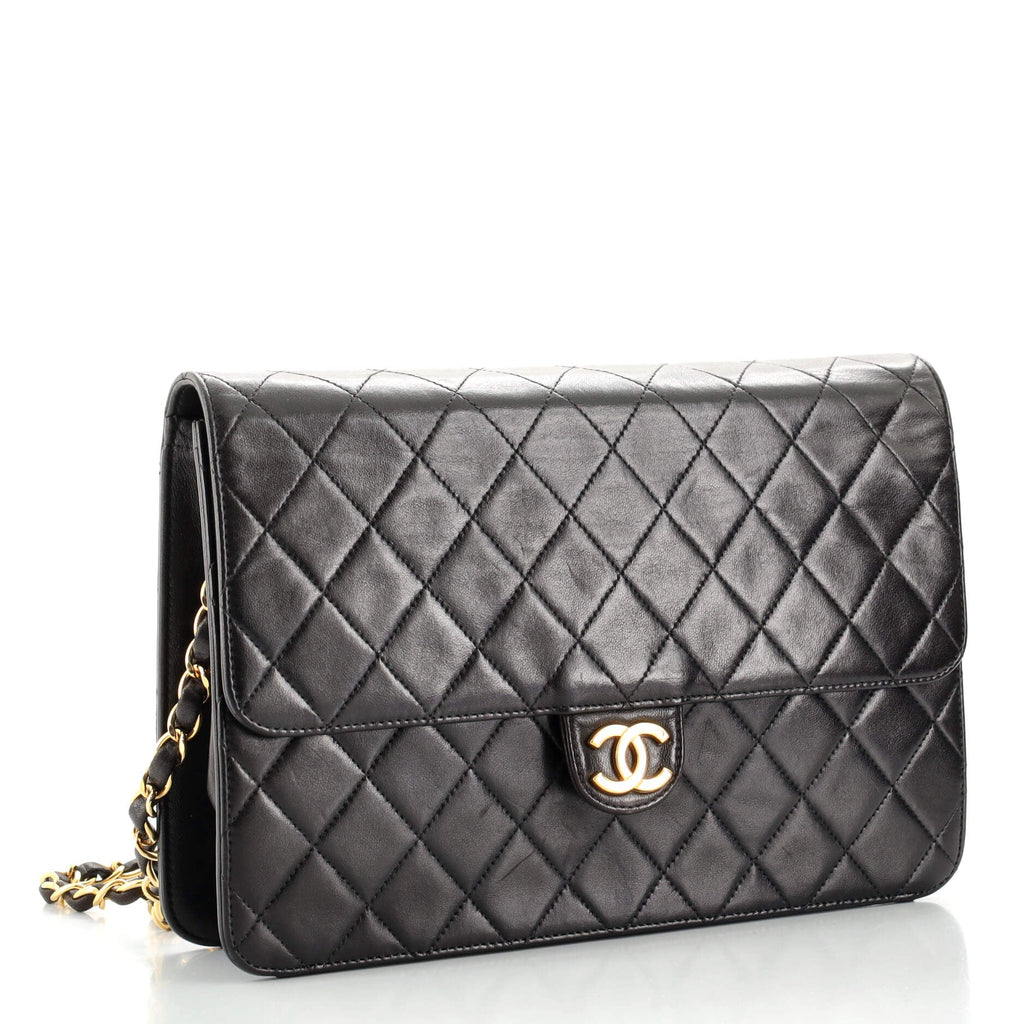 Vintage Clutch with Chain Quilted Leather Medium