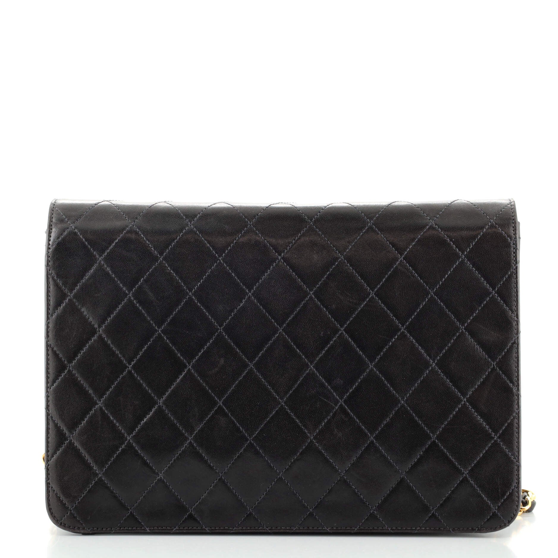 Vintage Clutch with Chain Quilted Leather Medium