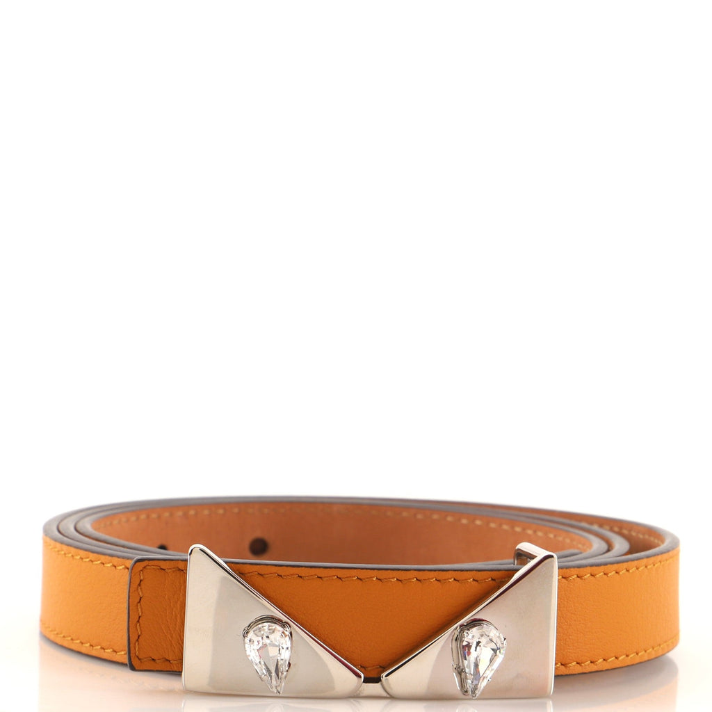Monster Eyes Belt Leather with Crystal Embellished Metal Thin 95