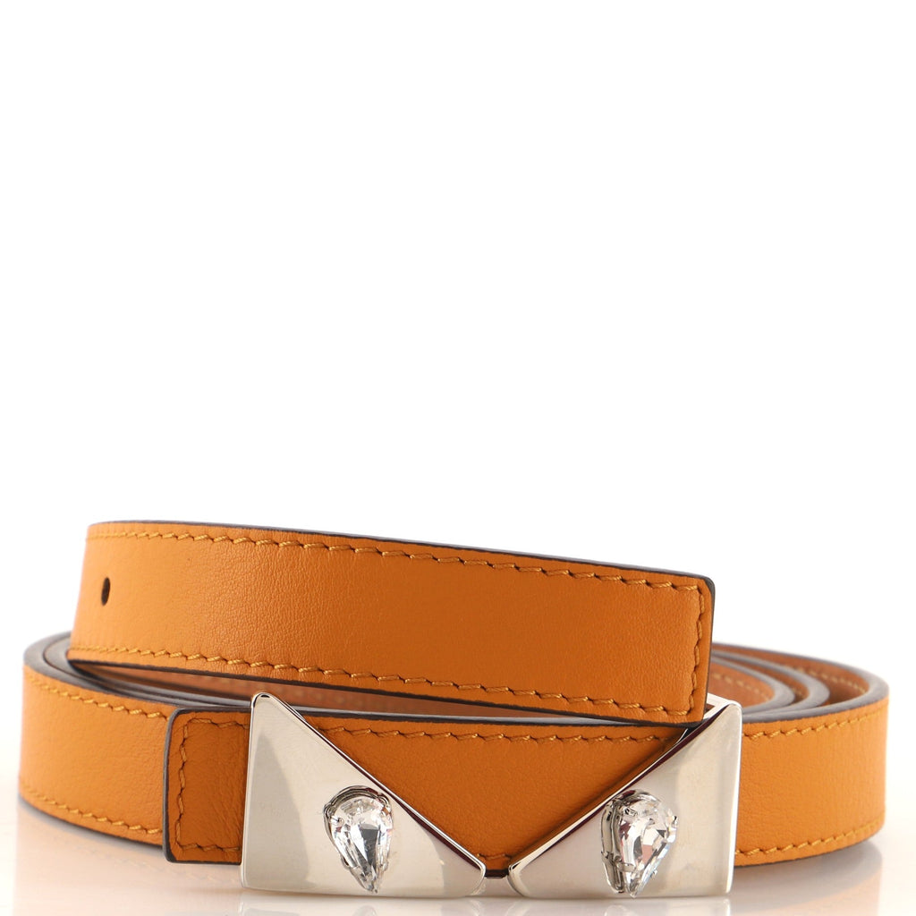 Monster Eyes Belt Leather with Crystal Embellished Metal Thin 95