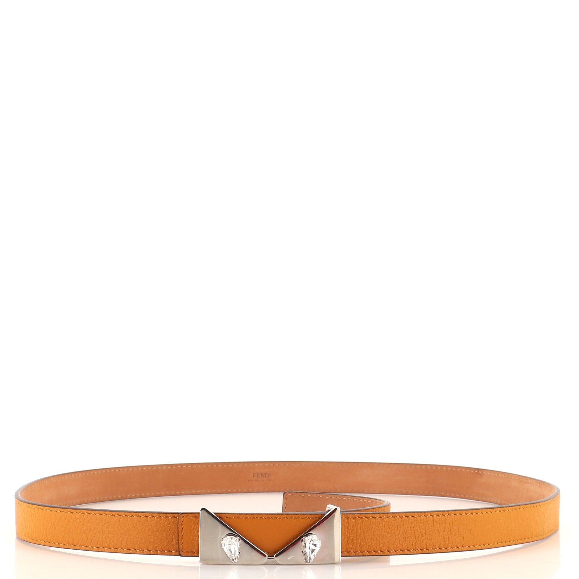 Monster Eyes Belt Leather with Crystal Embellished Metal Thin 95