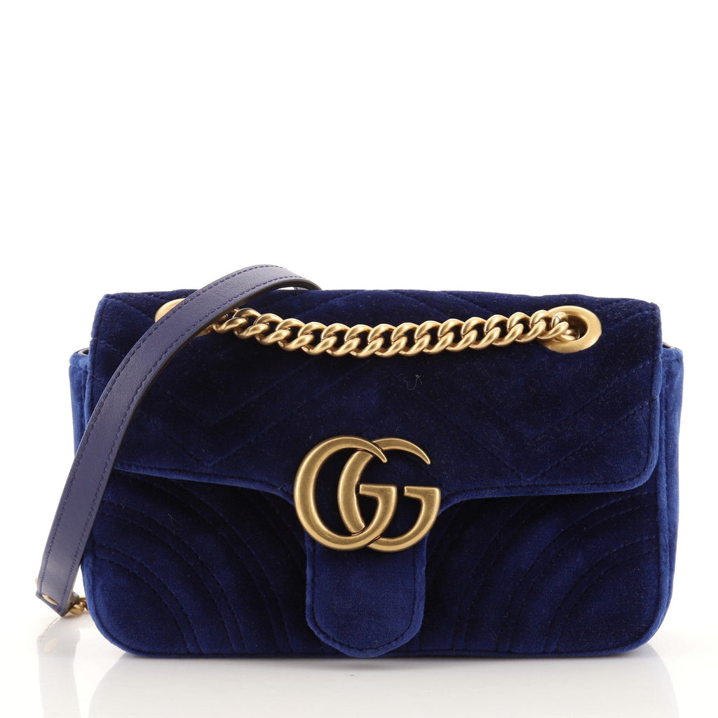 GG Marmont Flap Bag Matelasse Velvet Mini