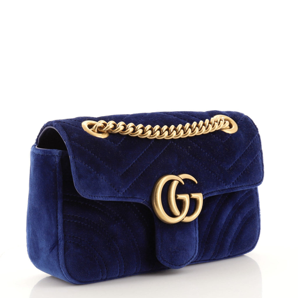 GG Marmont Flap Bag Matelasse Velvet Mini