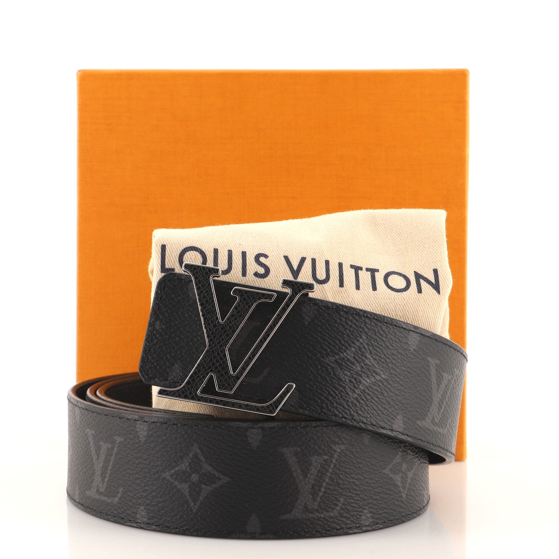 LV Line Reversible Belt Monogram Eclipse Canvas and Leather Wide 110