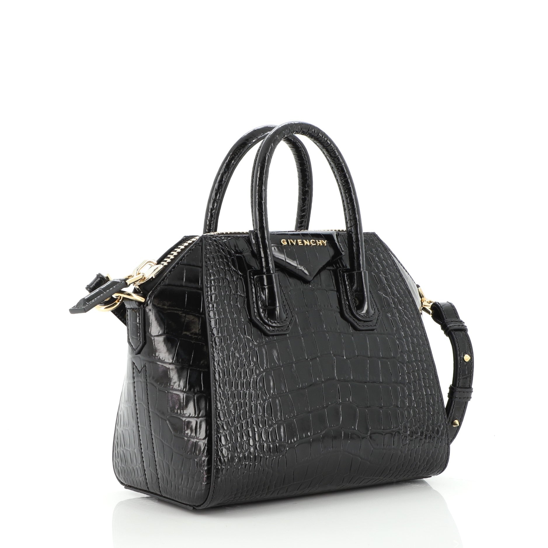 Antigona Bag Crocodile Embossed Leather Mini
