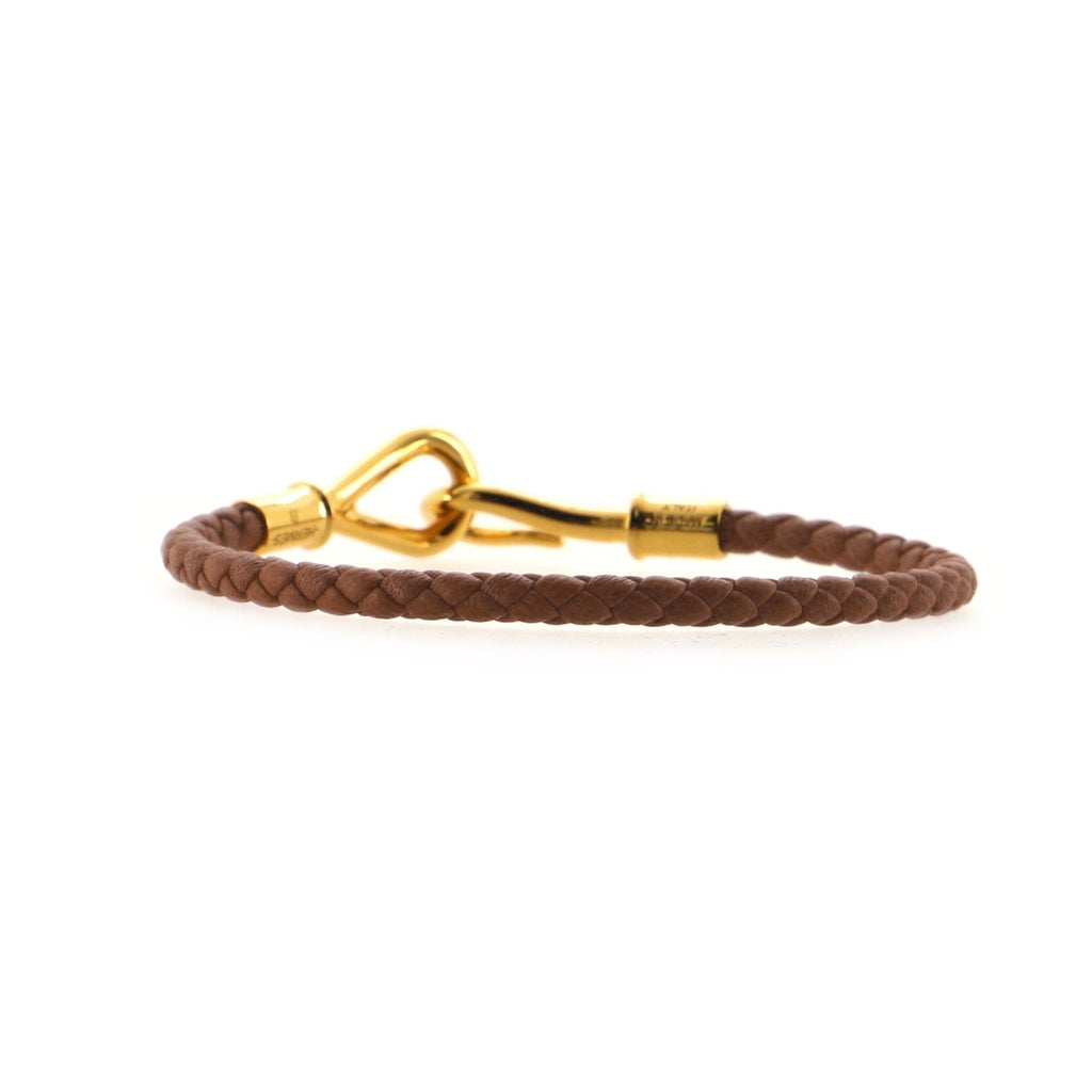 Jumbo Hook Bracelet Braided Leather and Metal