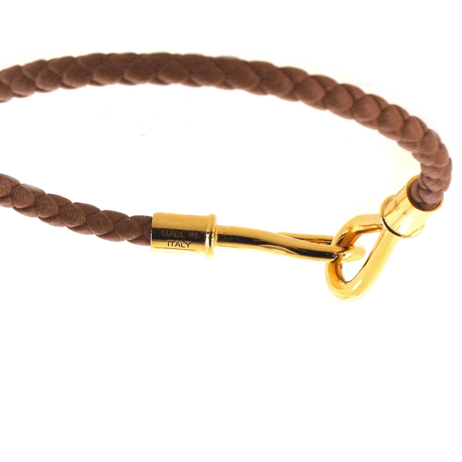 Jumbo Hook Bracelet Braided Leather and Metal