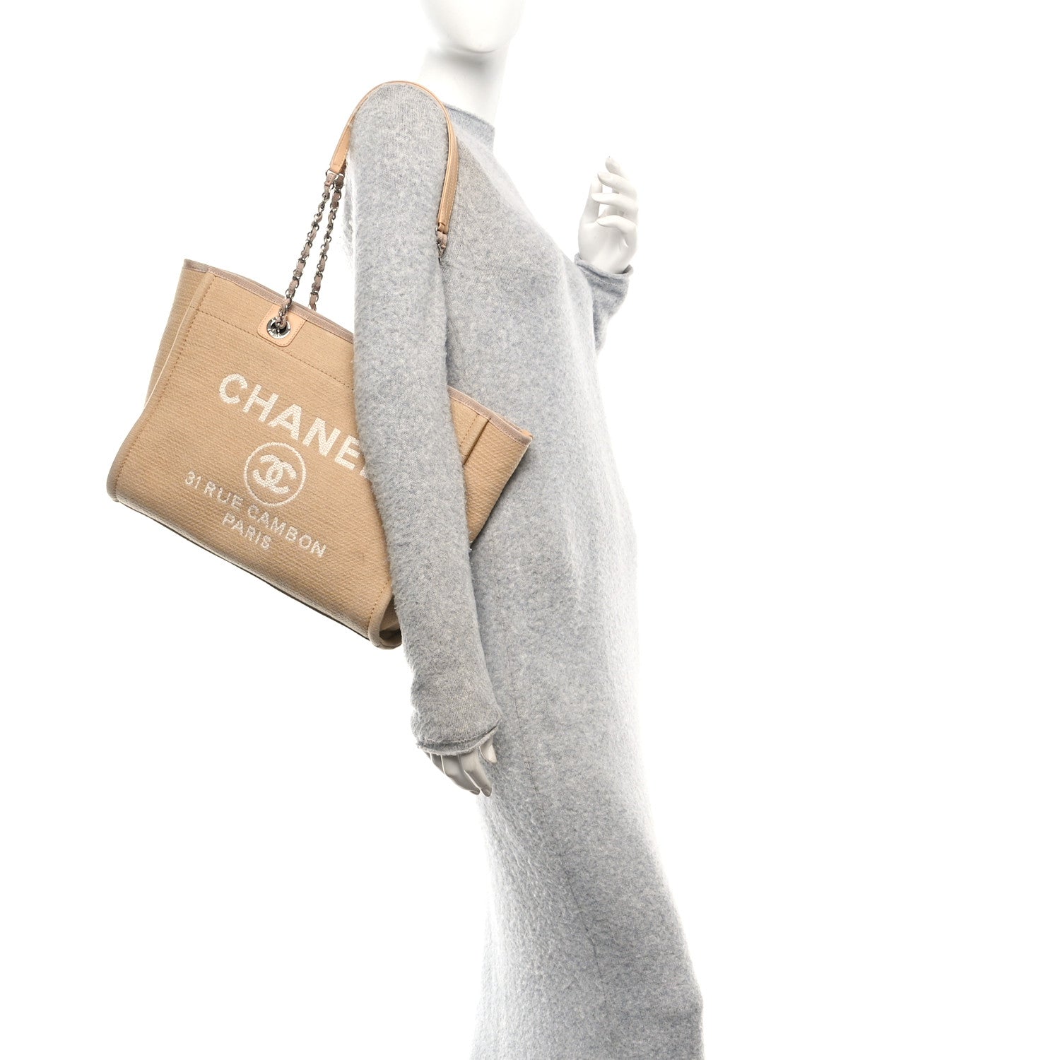 Mixed Fibers Small Deauville Tote Beige