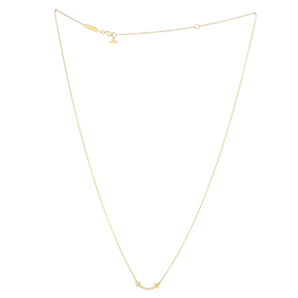 T Smile Pendant Necklace 18K Yellow Gold with Diamonds Mini