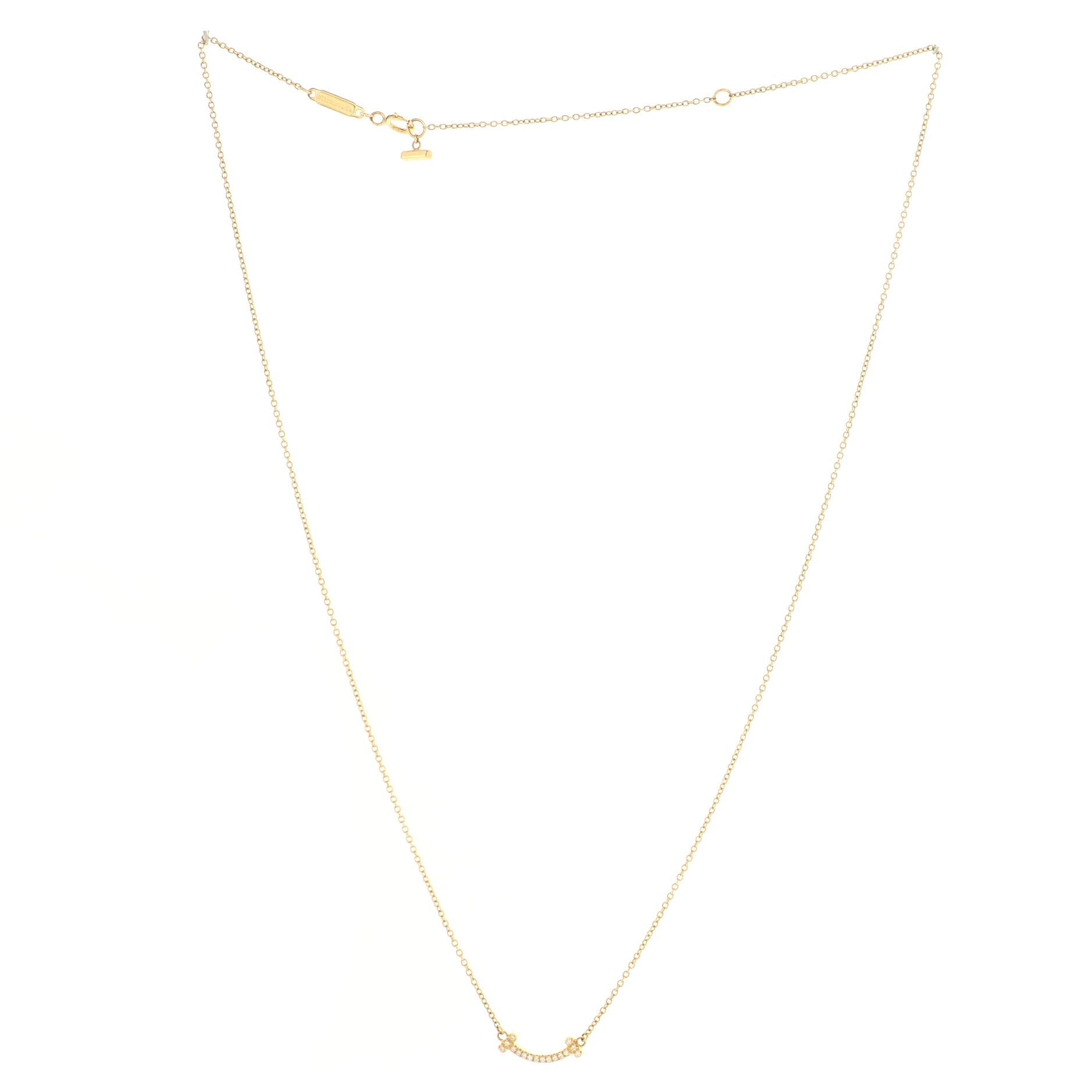 T Smile Pendant Necklace 18K Yellow Gold with Diamonds Mini