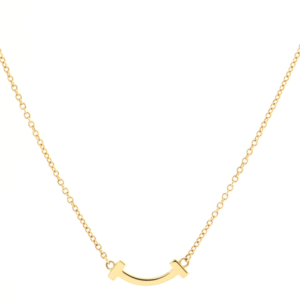T Smile Pendant Necklace 18K Yellow Gold with Diamonds Mini
