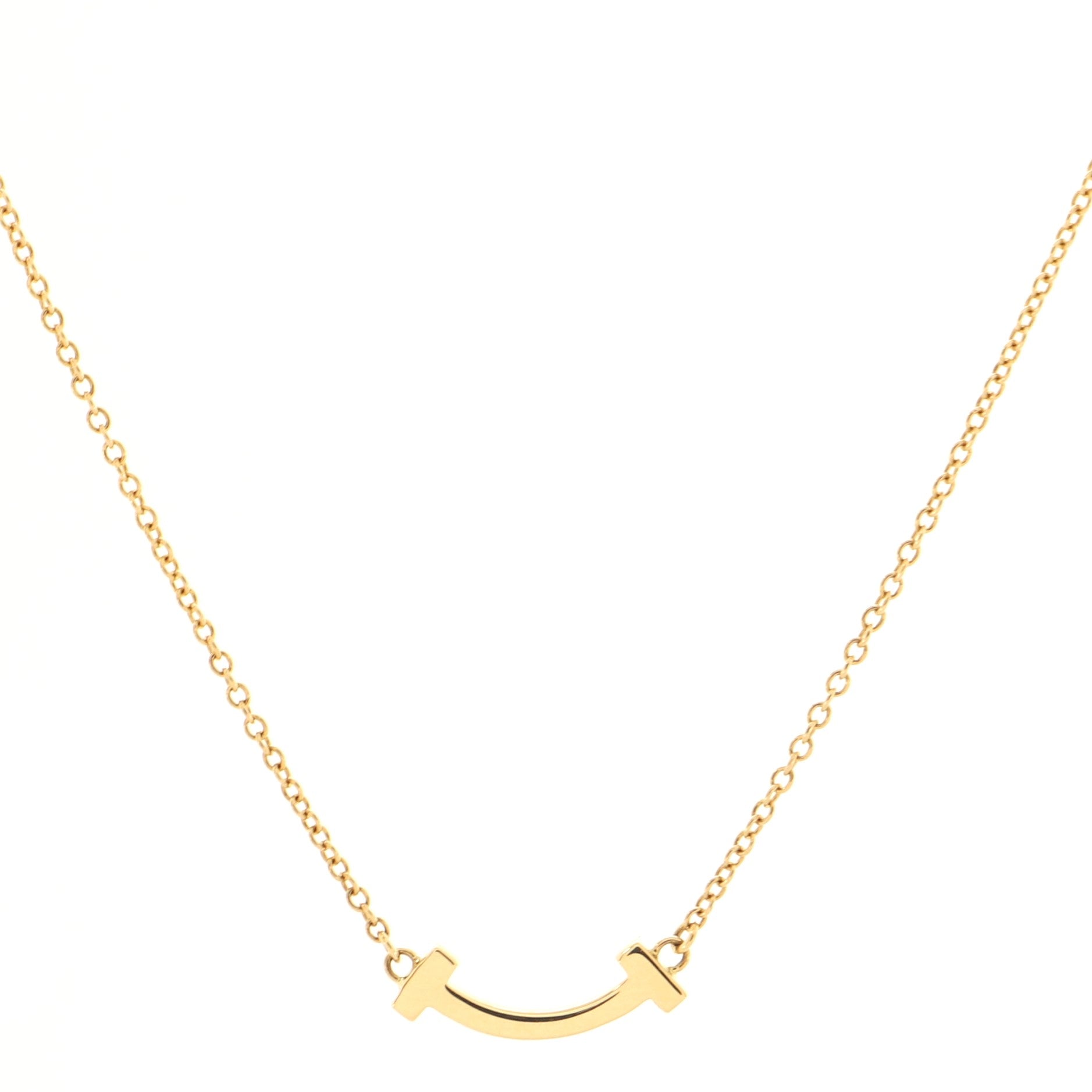 T Smile Pendant Necklace 18K Yellow Gold with Diamonds Mini