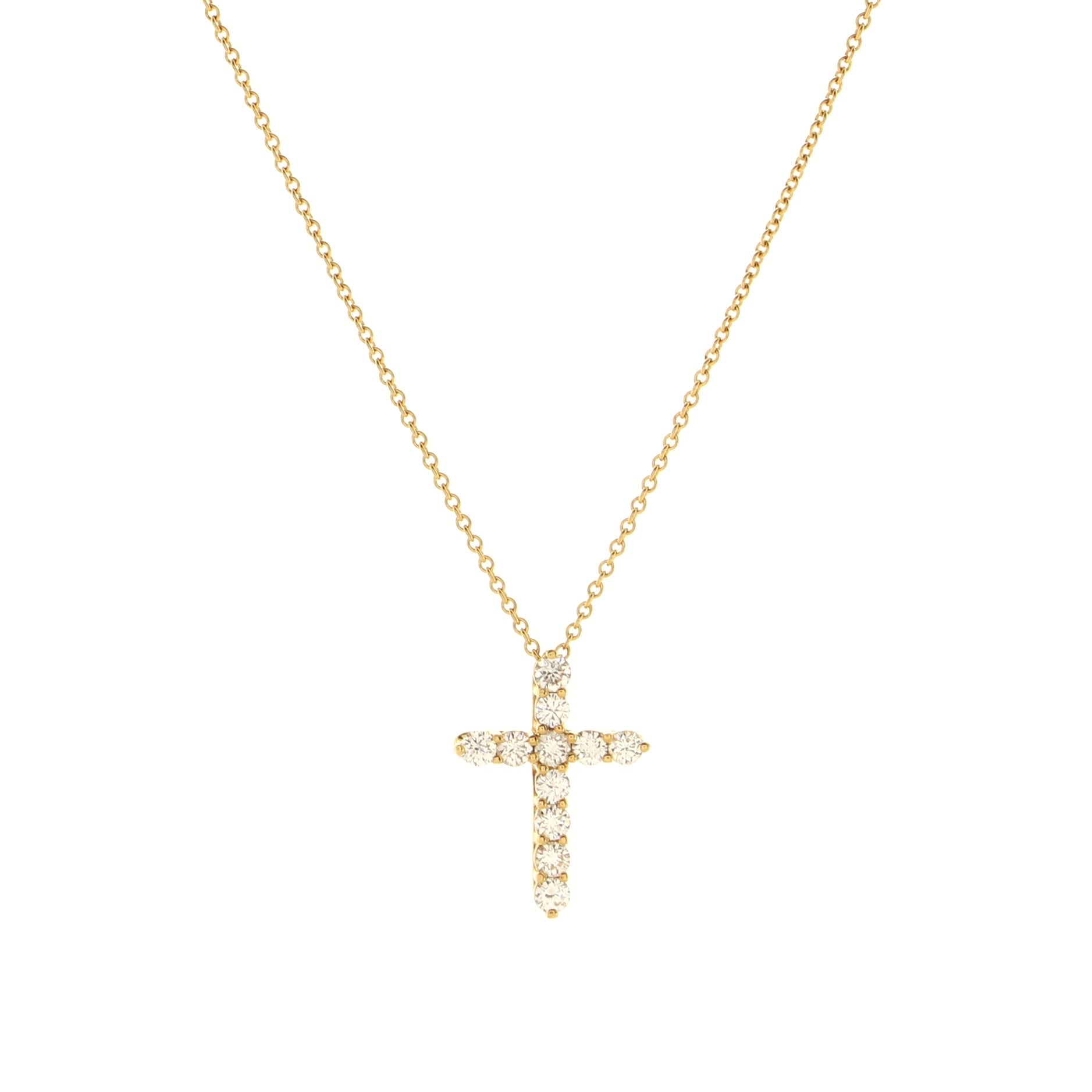 Cross Pendant Necklace 18K Yellow Gold with Diamonds Small