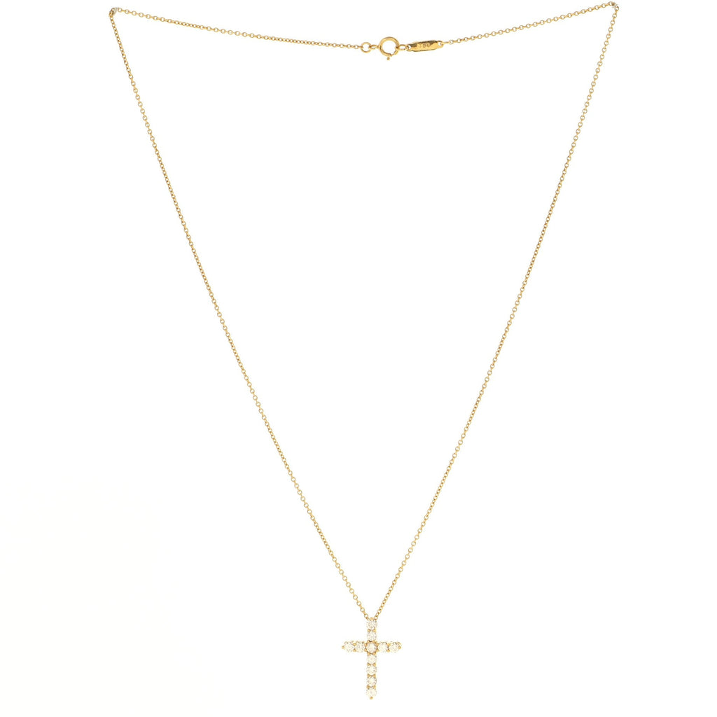 Cross Pendant Necklace 18K Yellow Gold with Diamonds Small
