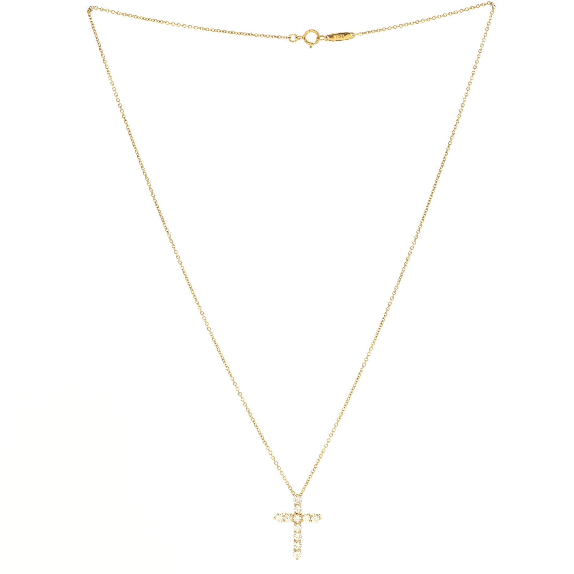 Cross Pendant Necklace 18K Yellow Gold with Diamonds Small