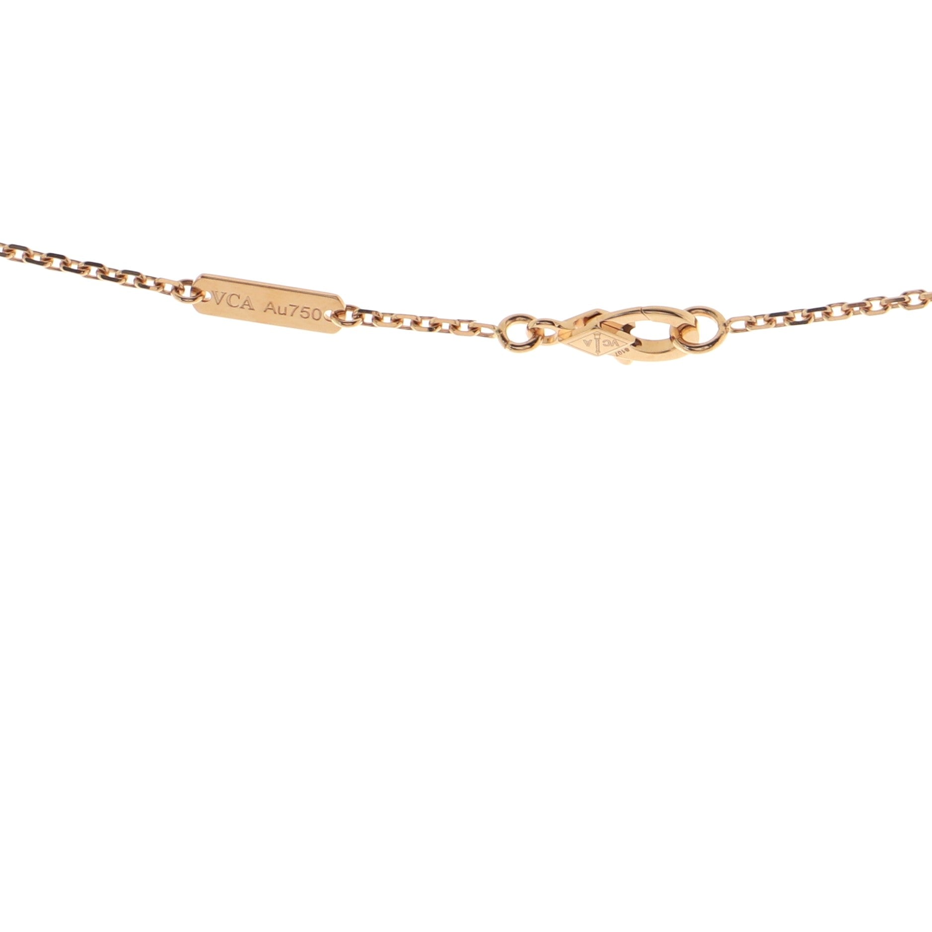 Vintage Alhambra Pendant Necklace 18K Rose Gold and Rhodonite with Diamond