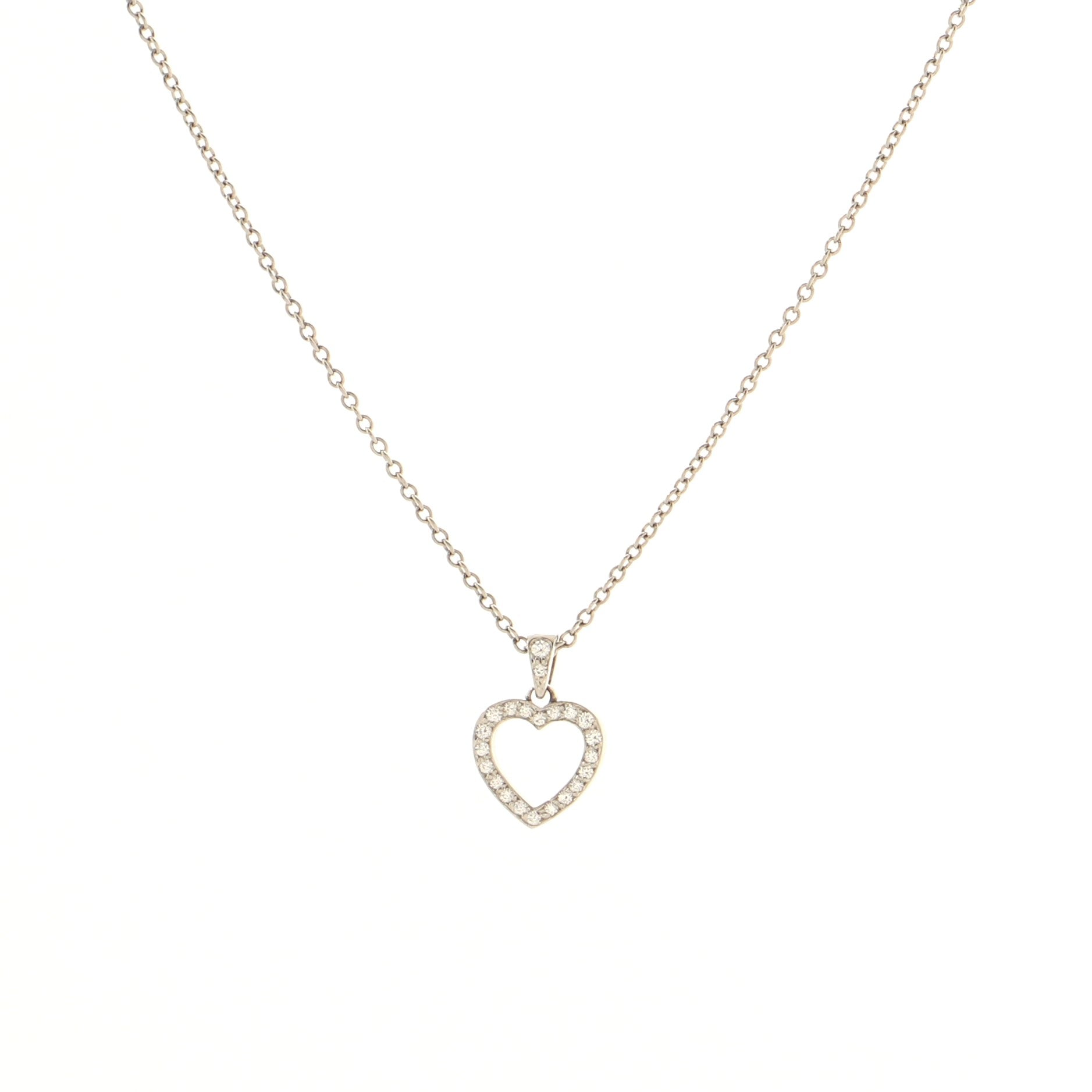 Metro Heart Pendant Necklace Platinum and Diamonds
