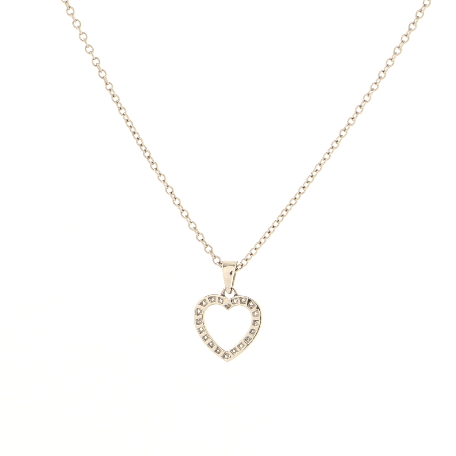 Metro Heart Pendant Necklace Platinum and Diamonds