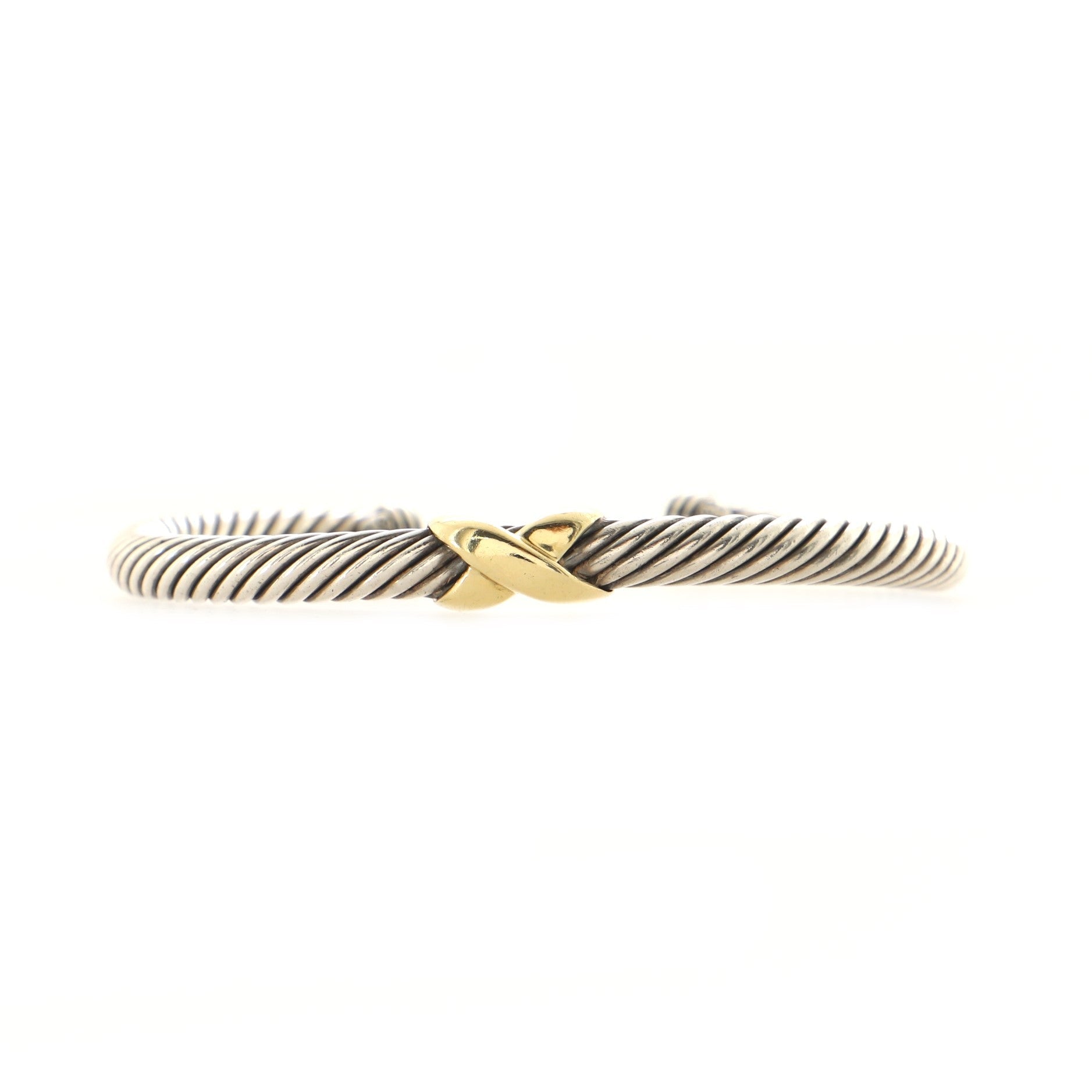 X Cable Bracelet Sterling Silver with 14K Yellow Gold 5mm