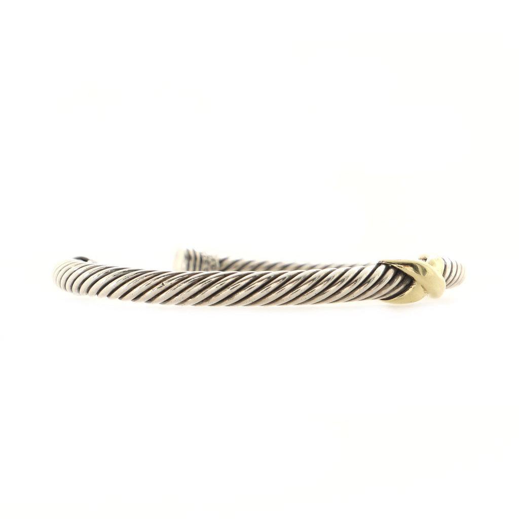 X Cable Bracelet Sterling Silver with 14K Yellow Gold 5mm