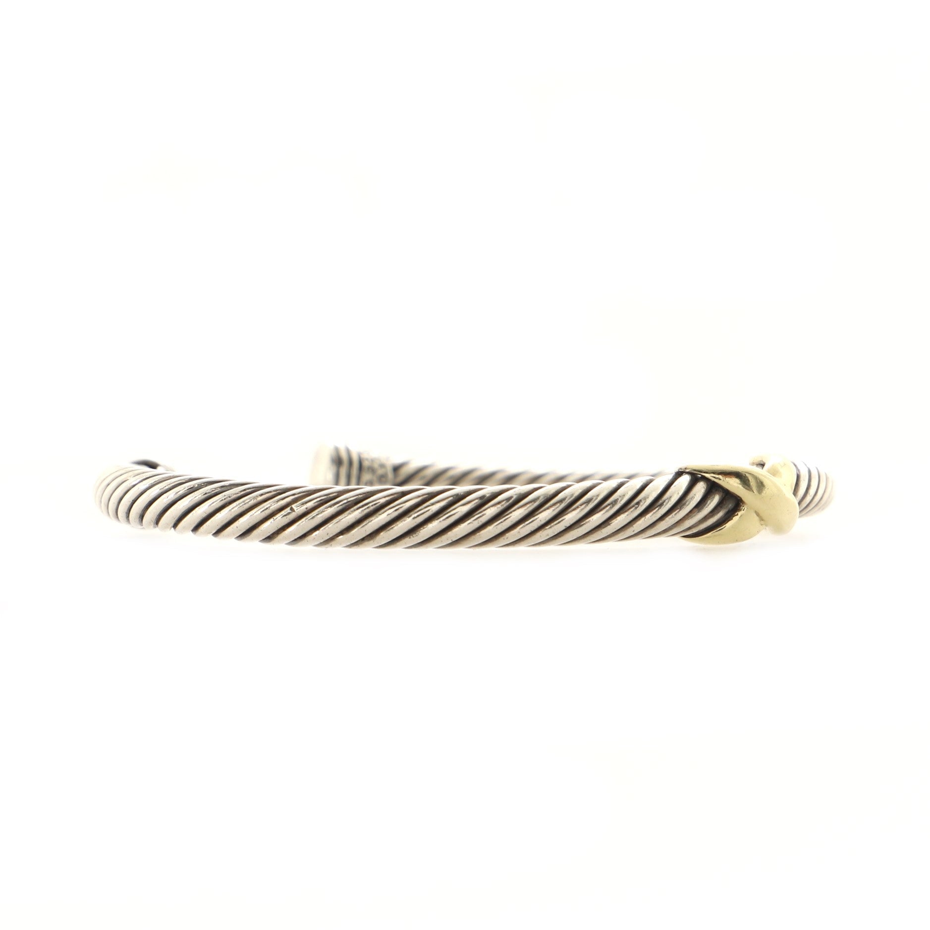 X Cable Bracelet Sterling Silver with 14K Yellow Gold 5mm