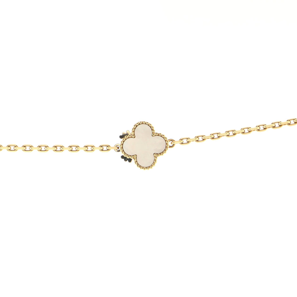 Magic Alhambra 16 Motifs Long Necklace 18K Yellow Gold with Mother of Pearl and Onyx