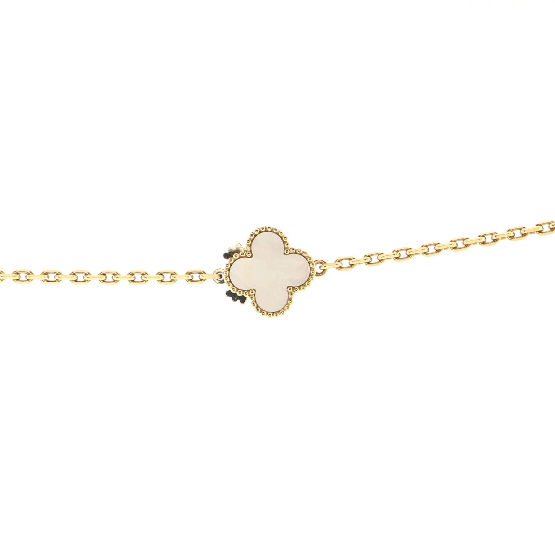 Magic Alhambra 16 Motifs Long Necklace 18K Yellow Gold with Mother of Pearl and Onyx