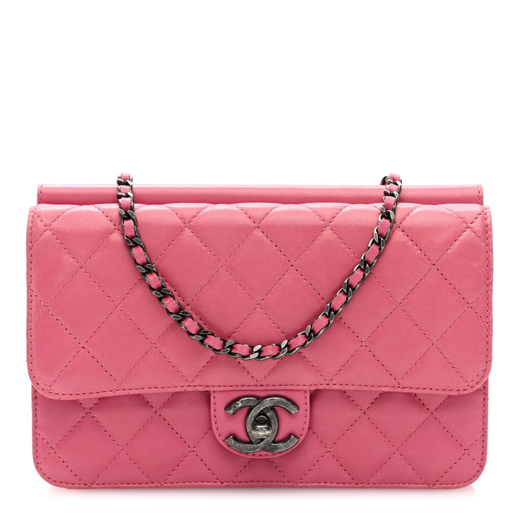 Lambskin Quilted Medium Crossing Times Flap Pink