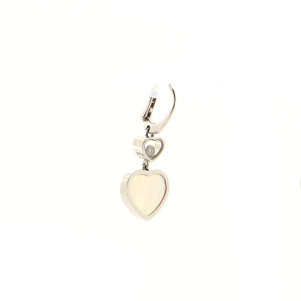 Happy Hearts Drop Earrings 18K White Gold with Mother of Pearl and Diamond
