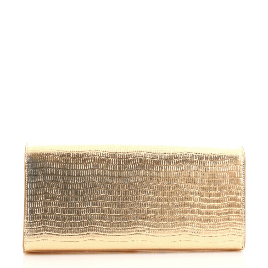 Classic Monogram Tassel Clutch Crocodile Embossed Leather Long