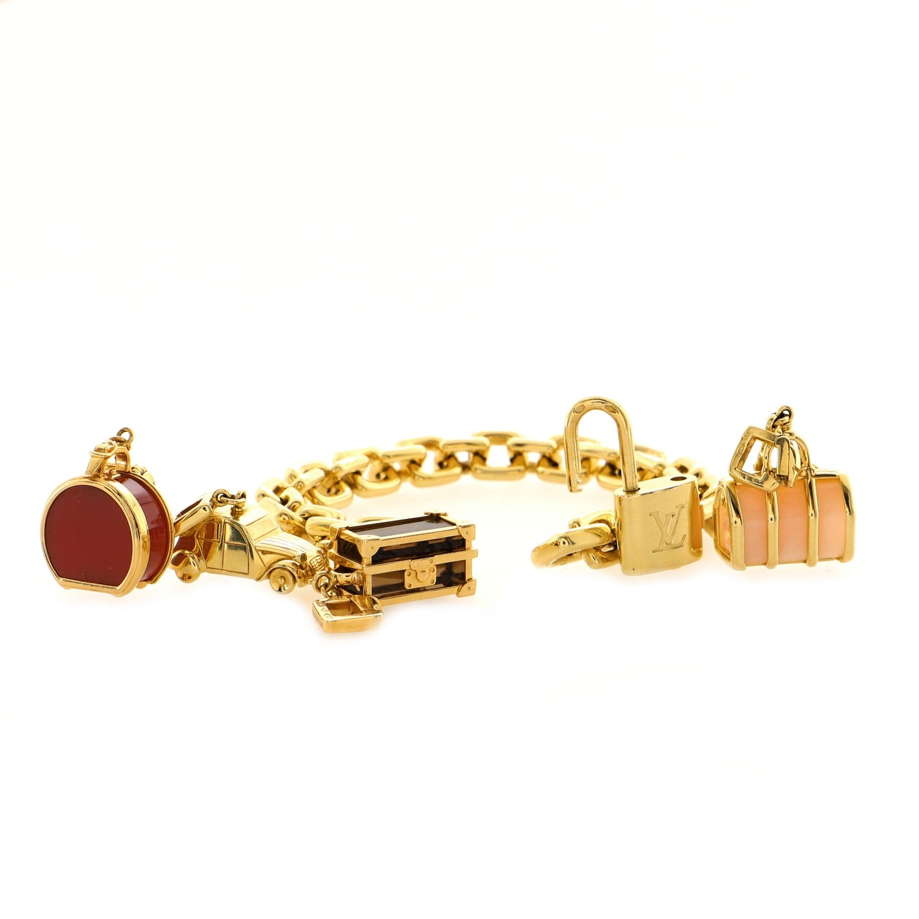 World Travel 4 Charm Bracelet 18K Yellow Gold