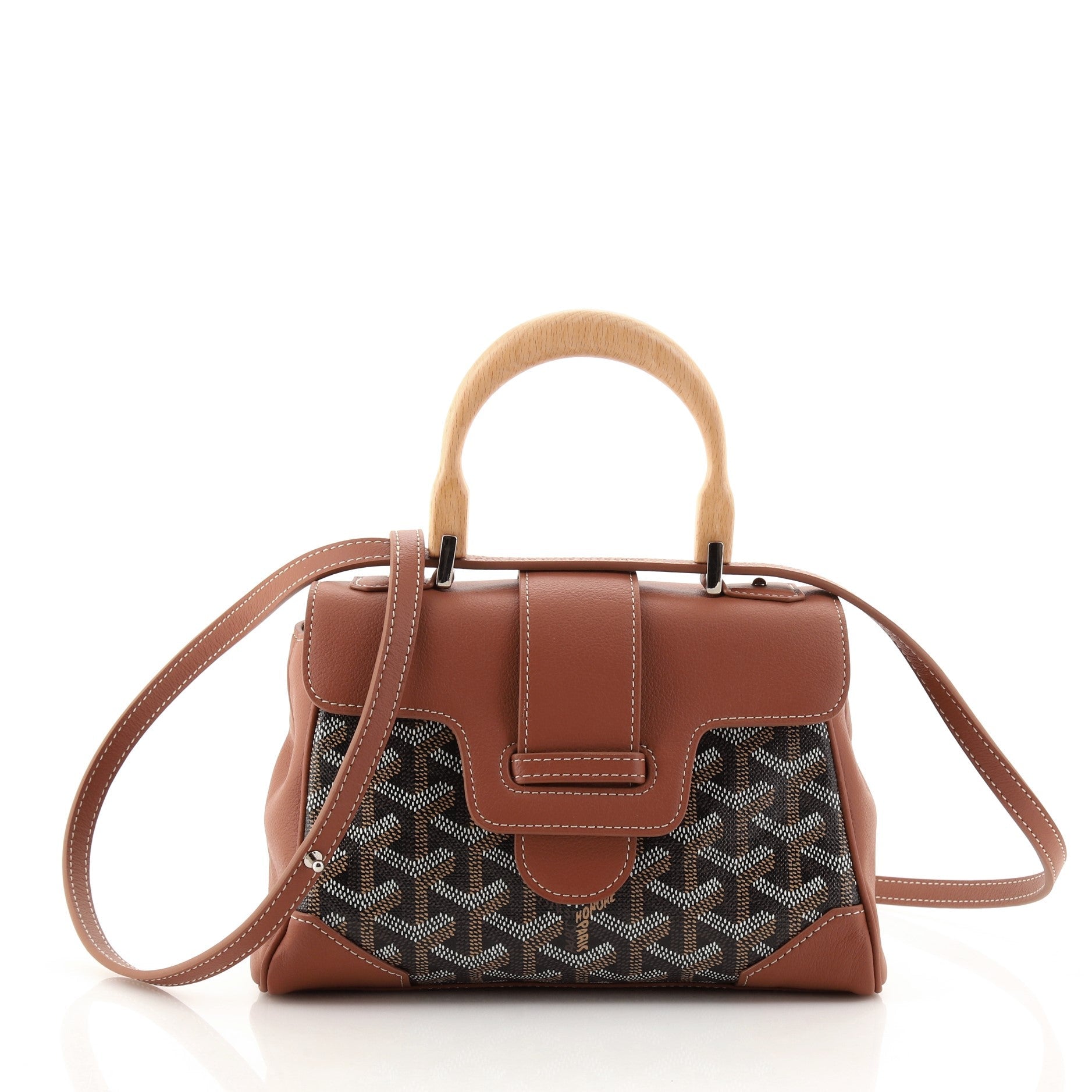 Saigon Top Handle Bag Coated Canvas with Leather Mini