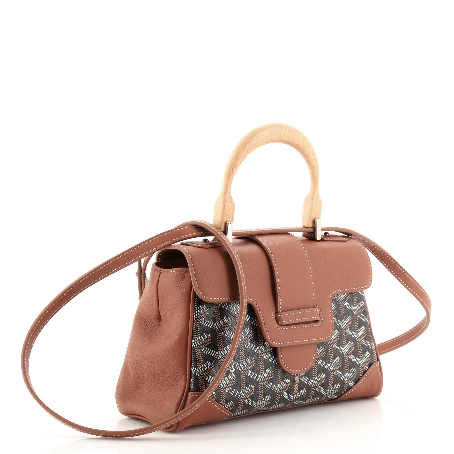 Saigon Top Handle Bag Coated Canvas with Leather Mini